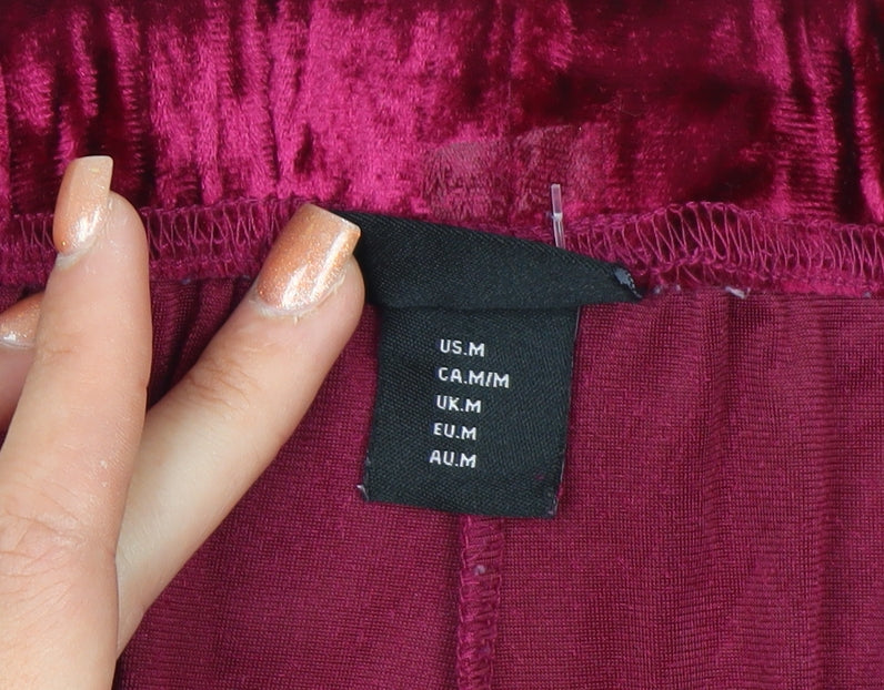 Tahari Womens Pink Crushed Velvet Straight Trousers Size M