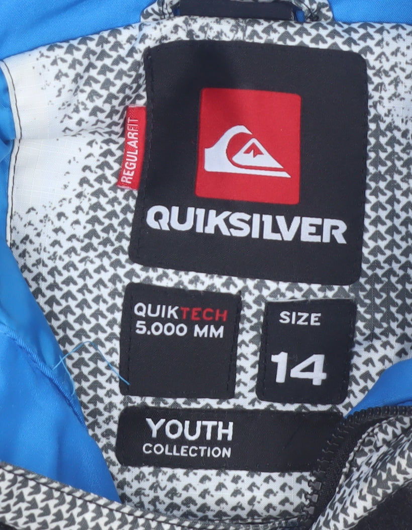 Quiksilver Teens Grey Ski Jacket Faux Fur Hooded Size 14 Waterproof