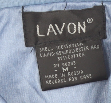 LAVON Women Blue Hooded Nylon Windbreaker Jacket M