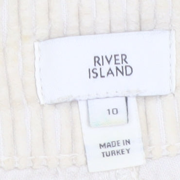 River Island Women Beige Corduroy Trousers Size 10 Regular Straight Cotton