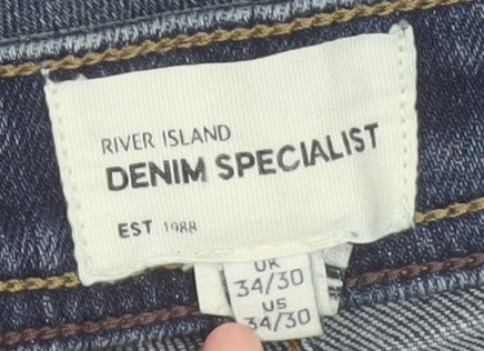River Island Men’s Blue Straight Leg Denim Jeans 34/30