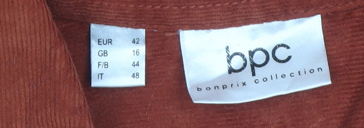 bonprix collection Women's Brown Corduroy Button-Up Shirt Size 16