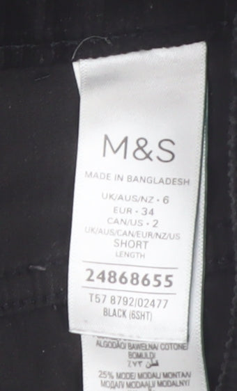 Marks & Spencer Womens Black Corduroy Wide Leg Trousers Size 6