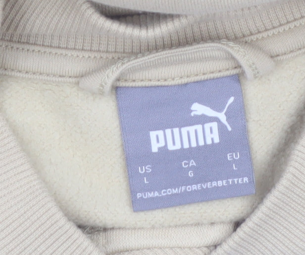 Puma Men's Beige Varsity Jacket L Cotton Blend Casual Sportswear