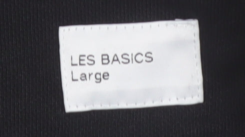 Les Basics Men's Black Large 1/2 Zip High Neck Cotton Sweatshirt