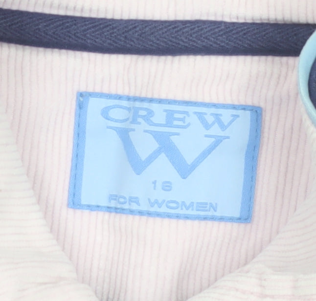 Crew Women Blue Cotton Full Zip Jacket Size 16 Classic Style