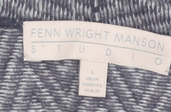 Fenn Wright Manson Womens Grey L Angora Knit Open Cardigan