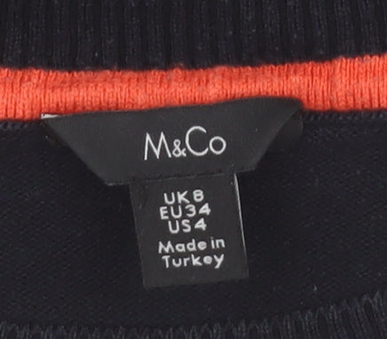 M&Co Women’s Multicoloured Heart Knit Jumper UK 8 Crew Neck