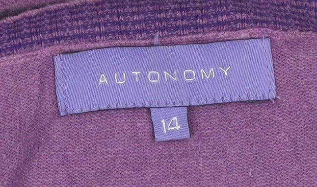 Autonomy Women's Purple Size 14 Henley Knit Jumper 3/4 Sleeve