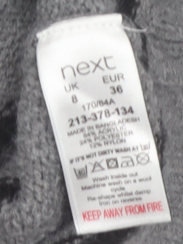 Next Women’s Grey Striped Wool Blend Mock Neck Jumper Size 8