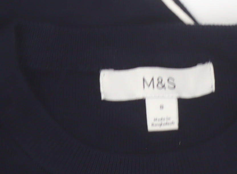 Marks & Spencer Women Black Size 8 Crew Neck Long Sleeve Pullover Jumper