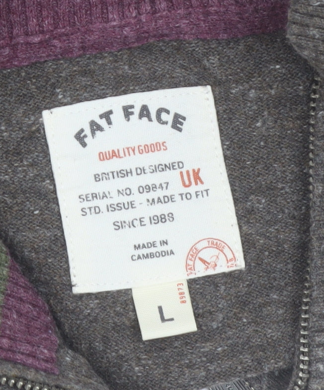 FatFace Women Brown 100% Cotton Half Zip Jumper Size L