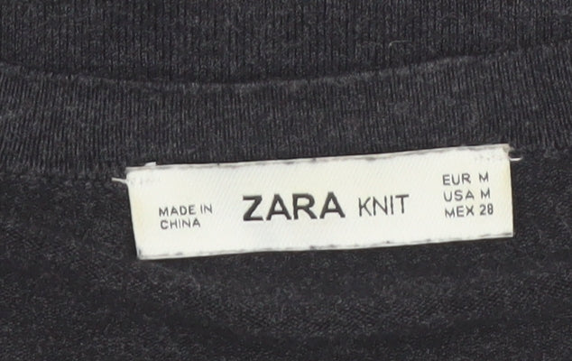 ZARA Women Black Crew Neck Knit Pullover Jumper Size 12