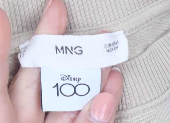 Mango x Disney Beige Womens Sweatshirt Size M Mickey Mouse 100 Years