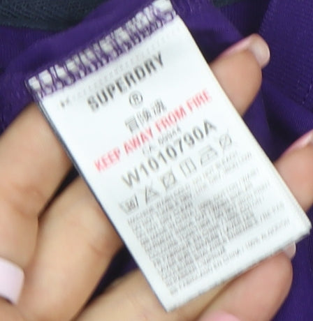 Superdry Womens Purple Logo T-Shirt UK 8 Short Sleeve Cotton Top