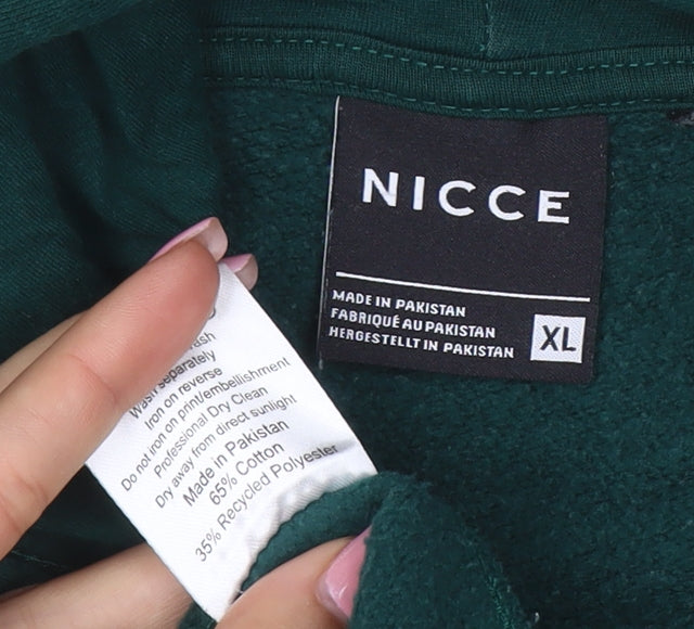 NICCE Men's Green XL Pullover Logo Hoodie with Drawstring and Pockets