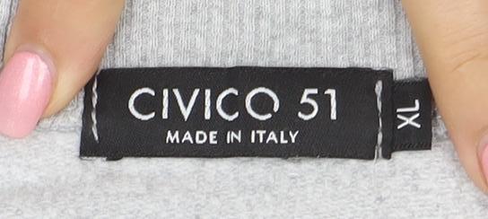 Civico 51 Women's Grey XL Pullover Sweatshirt Crew Neck Cotton Blend