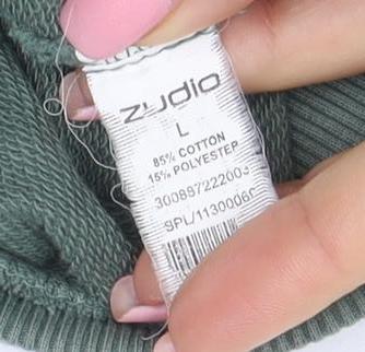 Zudio Women Green Cotton Blend Pullover Sweatshirt Size L