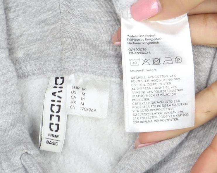 H&M Divided Women’s Grey Full Zip Hoodie M Cotton Blend