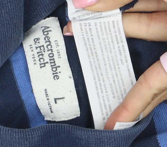 Abercrombie & Fitch Men's Blue L Pullover Logo Sweatshirt