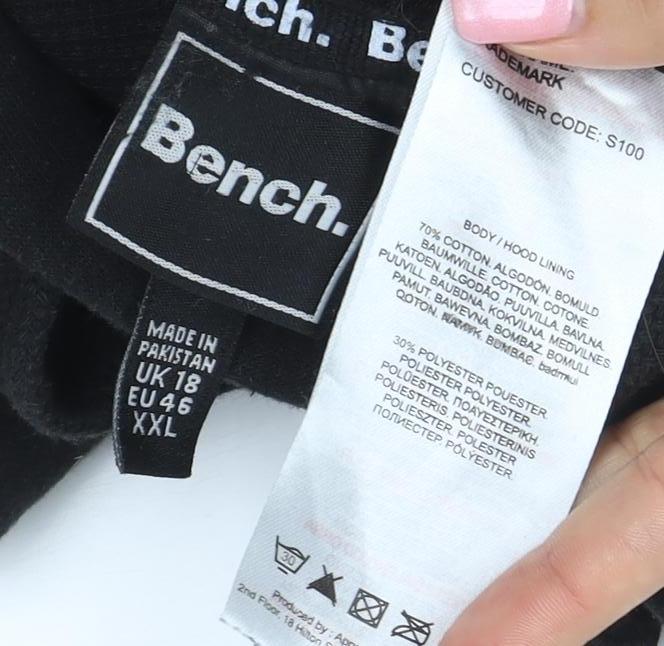 Bench Men's Black 2XL Pullover Hoodie with Logo Print