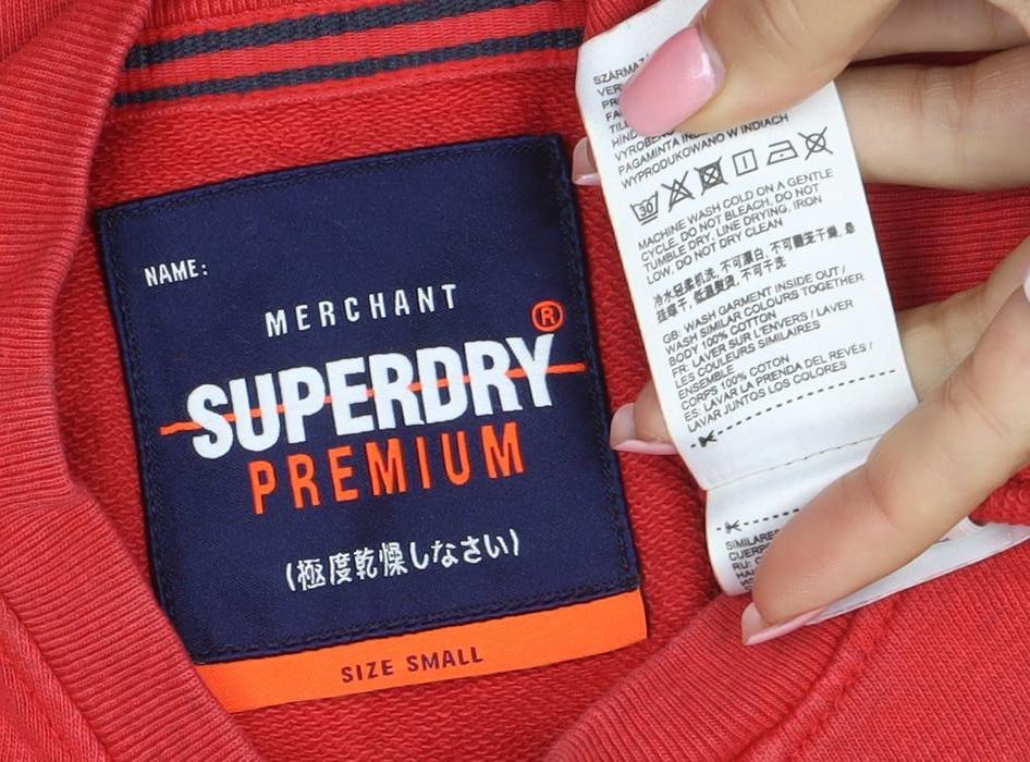 Superdry Mens Red Crew Neck Pullover Sweatshirt Size S
