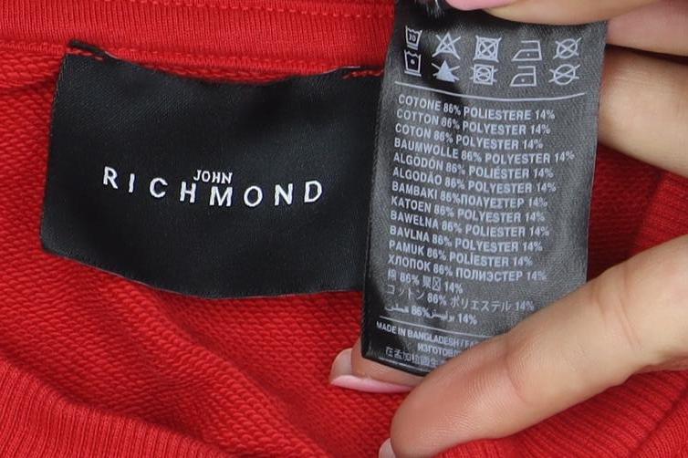 John Richmond Boys Red Cotton Blend Logo Pullover Sweatshirt 10 Years