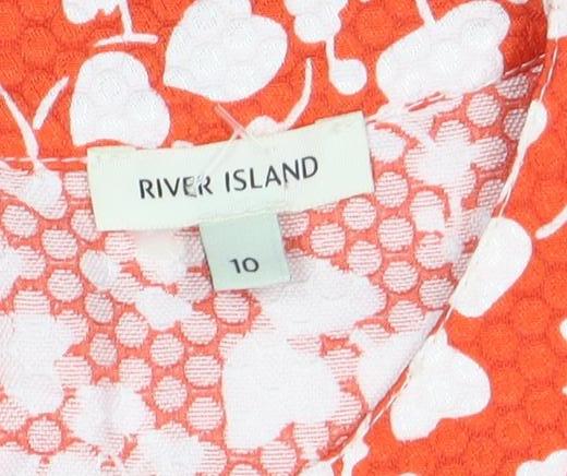 River Island Women's Orange Floral Sleeveless Blouse Size 10