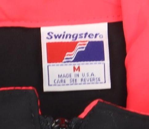 Swingster Women’s Black Bomber Jacket M Logo Zip Lined Workwear
