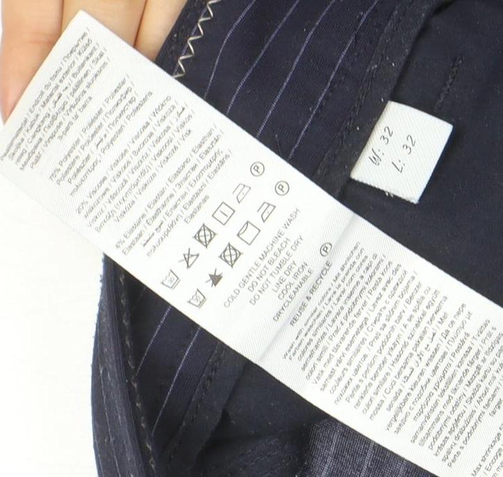 Only & Sons Womens Blue Pinstripe Slim Fit Chino Trousers L