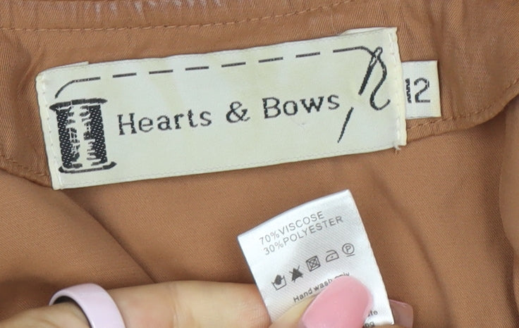 Hearts & Bows Women Brown Size 12 Relaxed Mid-Length Open Jacket