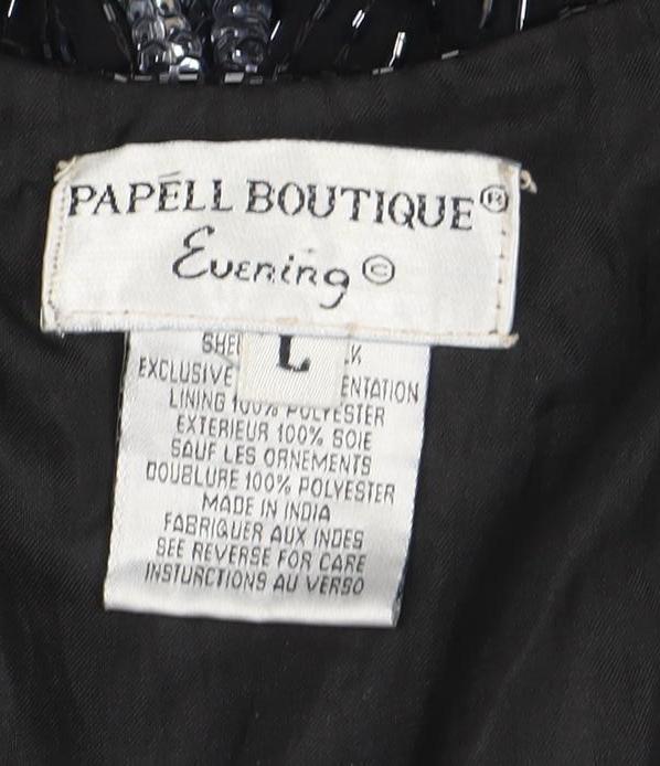Papell Boutique Women’s Black Sequin Sheath Dress L Sleeveless Vintage Evening