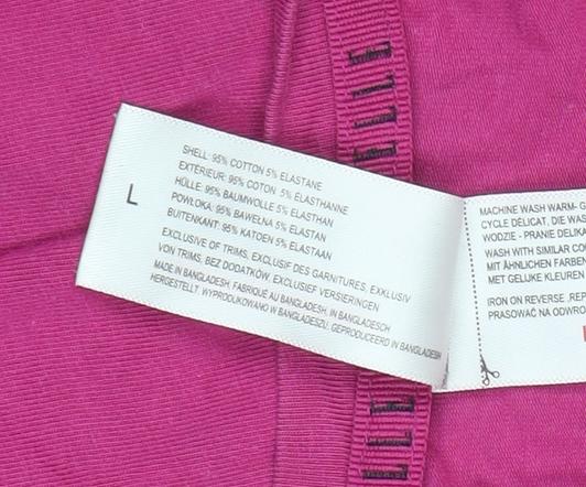ELLE Women's Pink Long Sleeve Cotton Jersey Logo T-Shirt Size L