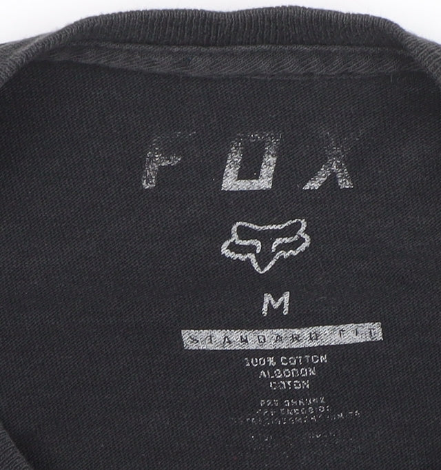 Fox Mens Black Long Sleeve Graphic T-Shirt Medium Cotton