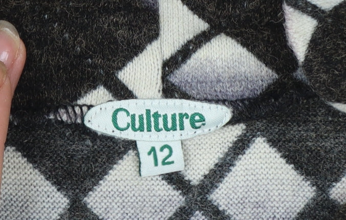 Culture Women's Black Argyle Collared Shift Dress Size 12