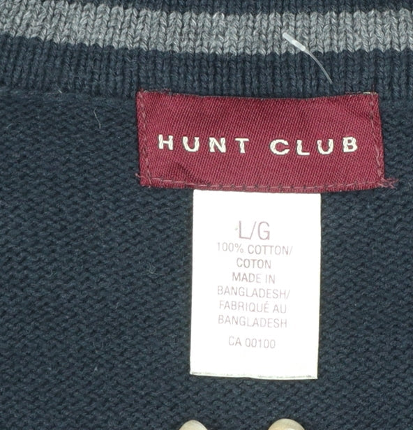 Hunt Club Men's Black Cotton Sleeveless Button Cardigan L