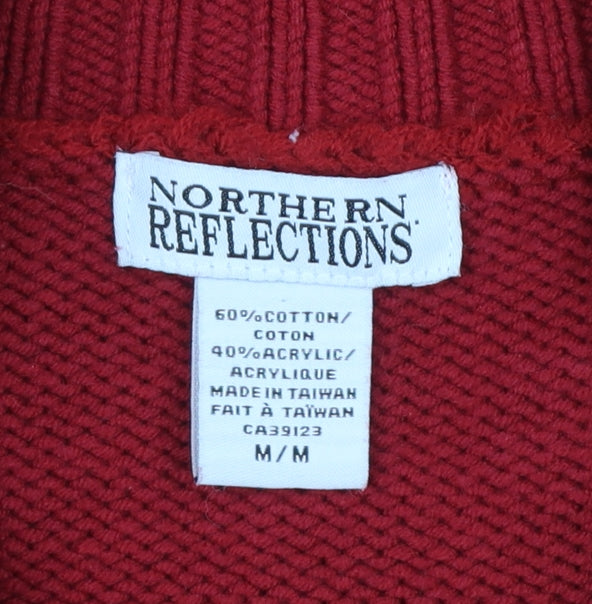 Northern Reflections Women Red Fair Isle Full Zip Knit Jumper M