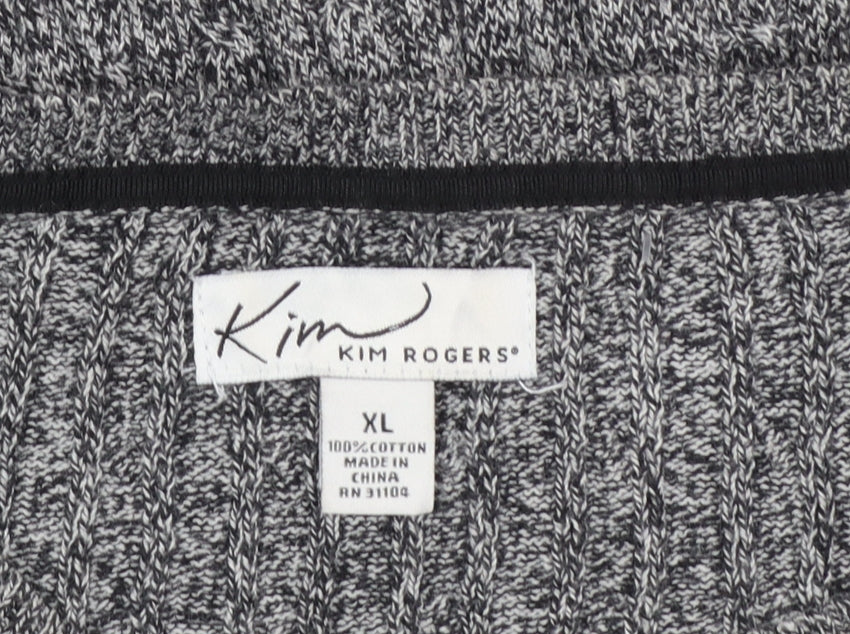 Kim Rogers Men Grey XL Cotton Cable Knit Crew Neck Jumper