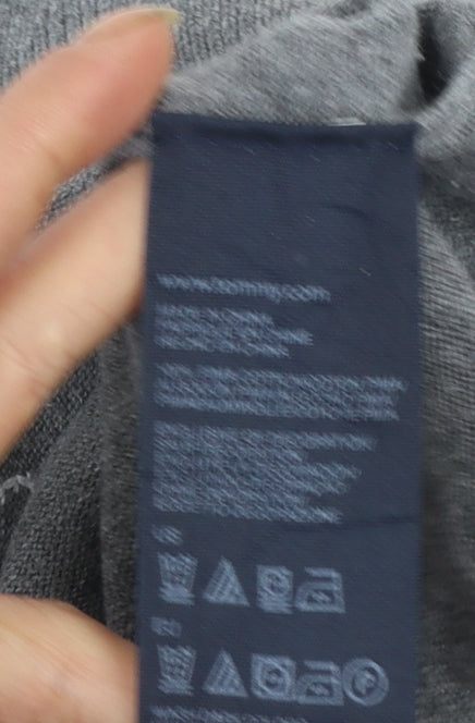 Tommy Hilfiger Men's Grey Argyle V-Neck Cotton Jumper L
