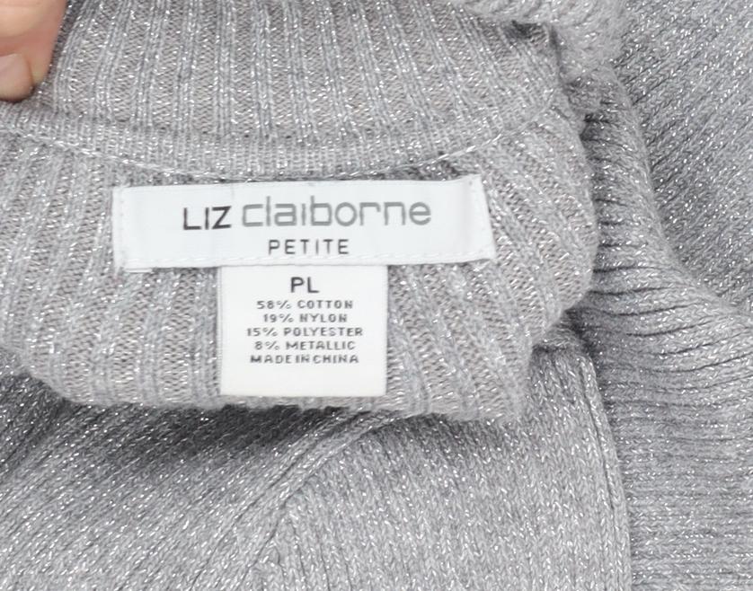 Liz Claiborne Women’s Grey Petite Roll Neck Knit Jumper L