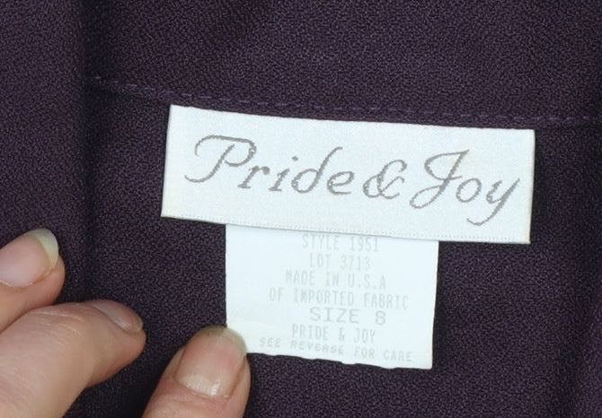 Pride & Joy Women Purple Short Sleeve Crepe Suit Jacket Size 8
