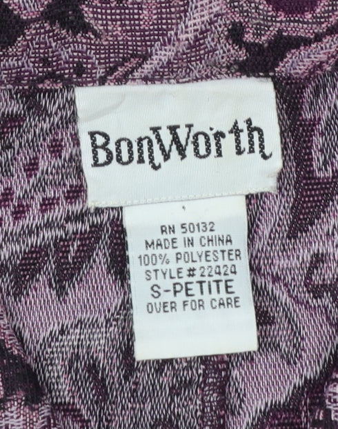 BonWorth Women’s Purple Paisley Petite Blazer Jacket Size S