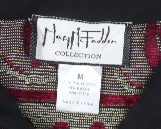 Mary McFadden Womens Red Geometric Pattern Jacket Size M Retro Bohemian Style
