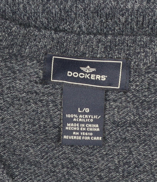 Dockers Men's Grey Acrylic V-Neck Sleeveless Knit Vest L