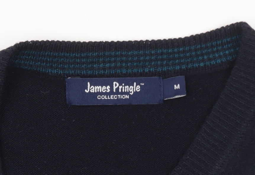 James Pringle Men's Black Acrylic V-Neck Sleeveless Knit Vest M