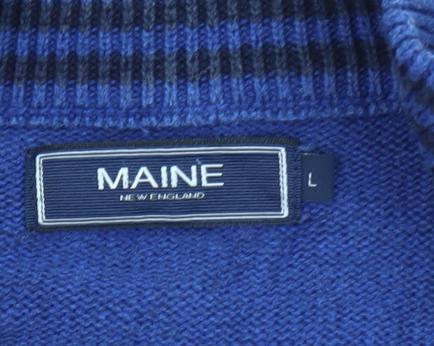 Maine New England Men's Blue Cotton Half Zip Jumper L