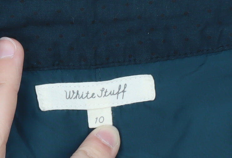 White Stuff Women's Blue Corduroy A-Line Embroidered Skirt Size 10