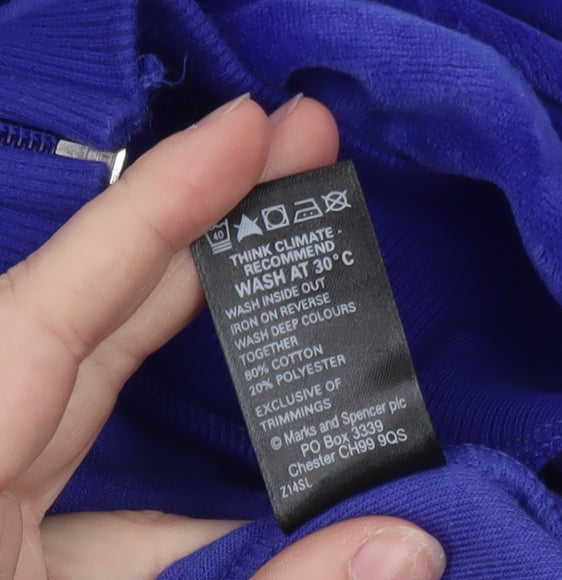 Marks & Spencer Women Blue Velour Zip Jacket UK 8