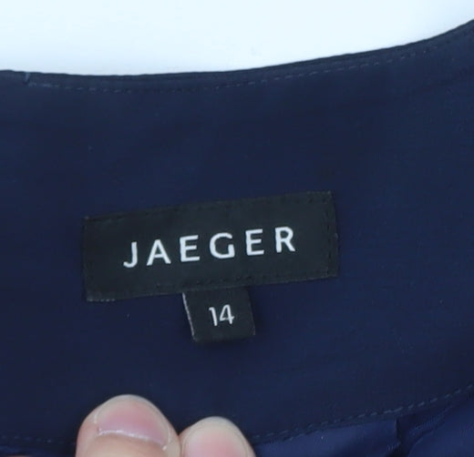Jaeger Women's Blue Silk Pencil Skirt Size 14 Knee Length