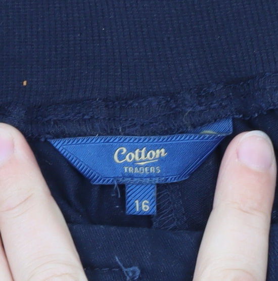 Cotton Traders Womens Blue Size 16 Capri Twill Trousers